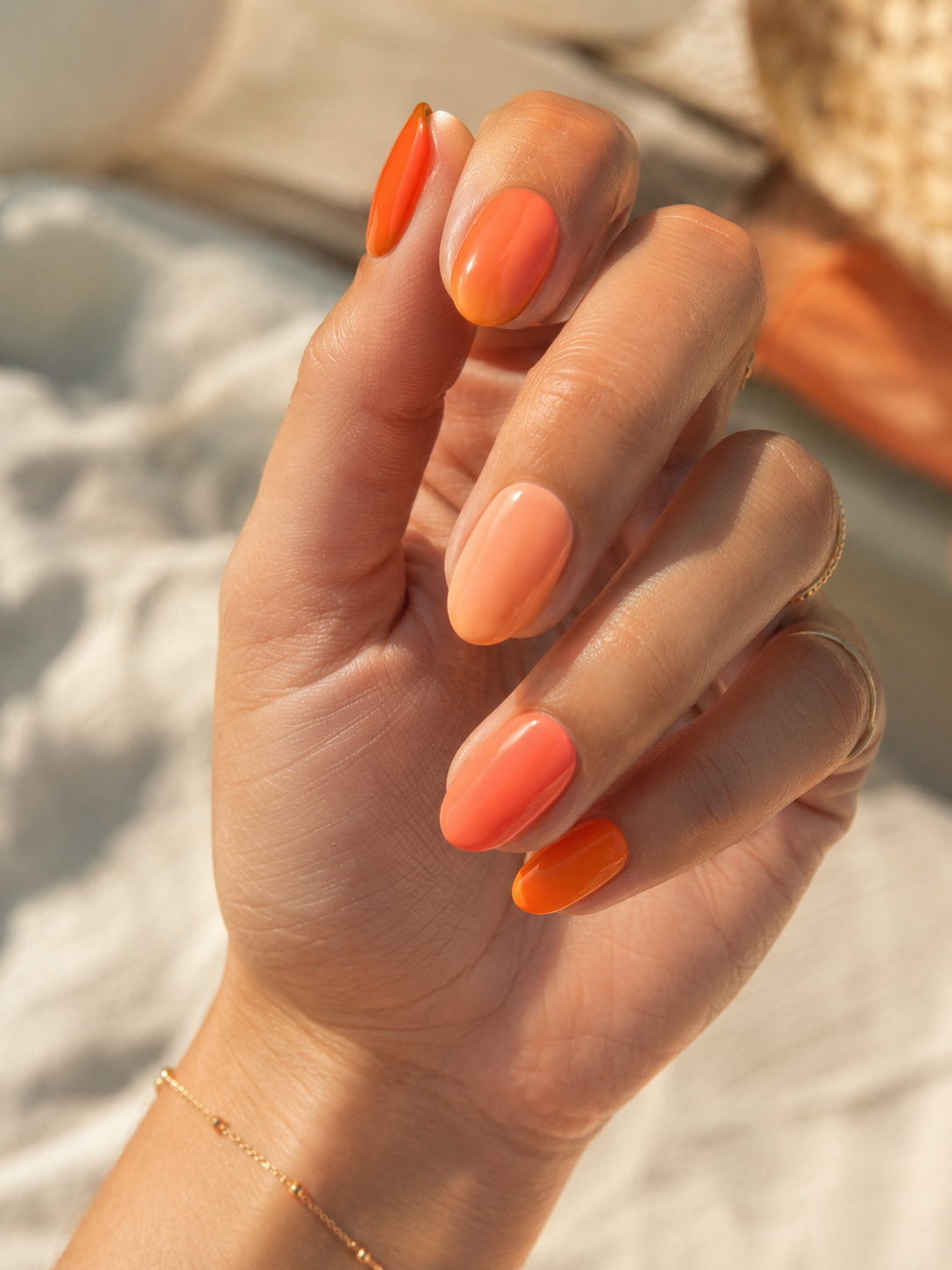 Orange Sorbet Gel Nails